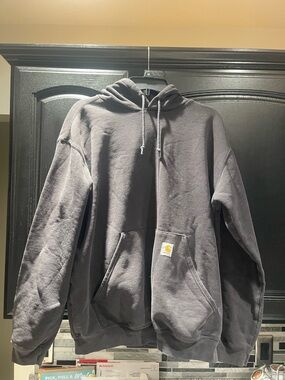 CARHARTT MENS M BLANK HOODIE BLACK ESSENTIAL BOXY FIT VINTAGE FADED WORN Y2K